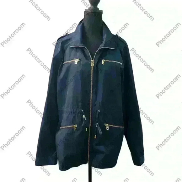 Mark New York Andrew Mark Cargo Utility Jacket Women Size X large Blue Full Zip - Picture 1 of 6